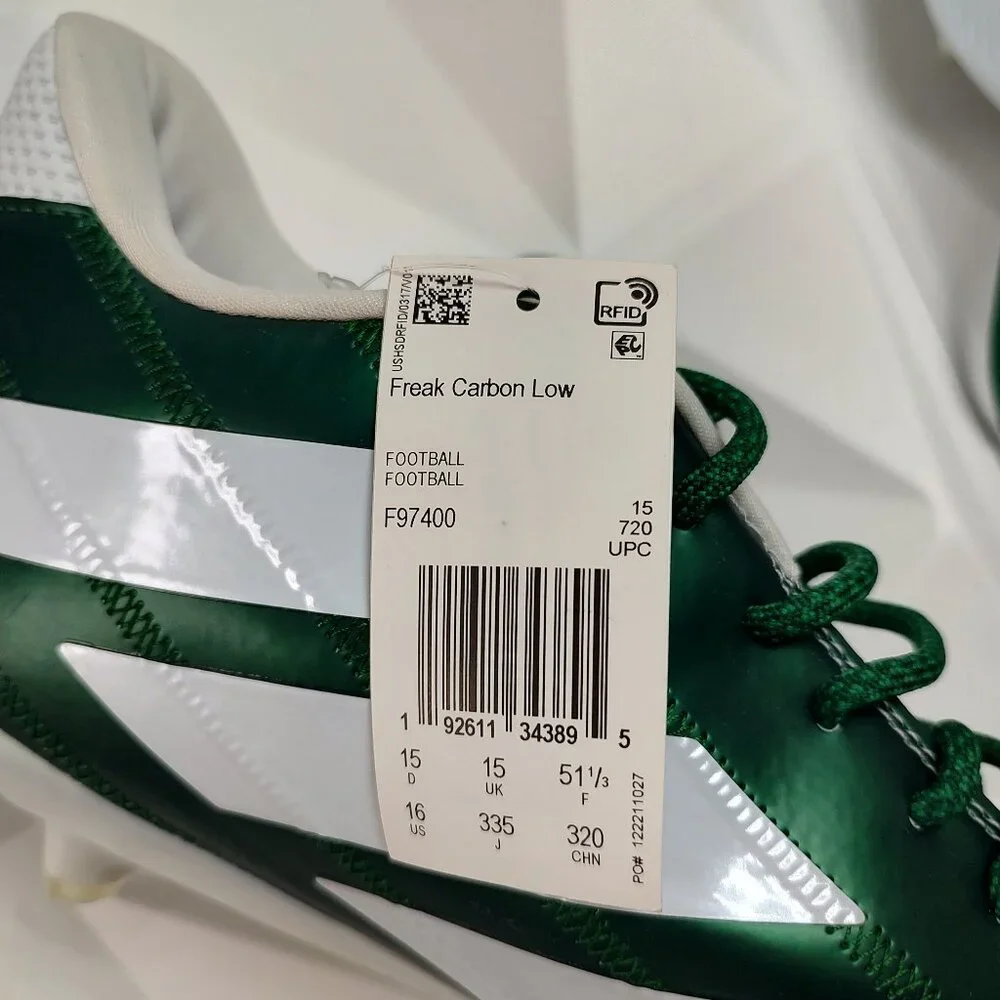 Adidas Mens Football Cleats 16 White Green Shoe Lacrosse Freak Carbon Low - Picture 16 of 16